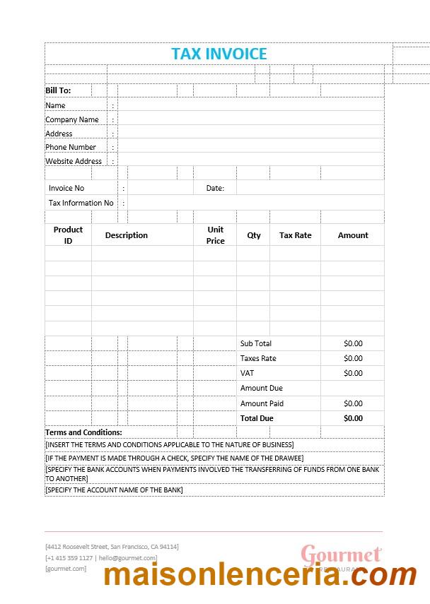 Przykładowy szablon faktury podatkowej w formatach Word i PDF